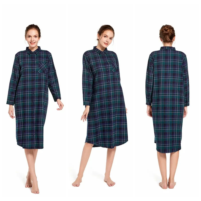 chemise de nuit a carreaux femme