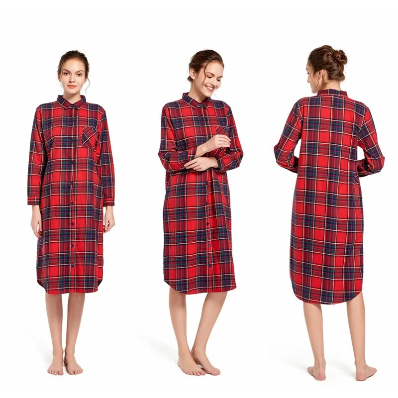 chemise de nuit a carreaux femme