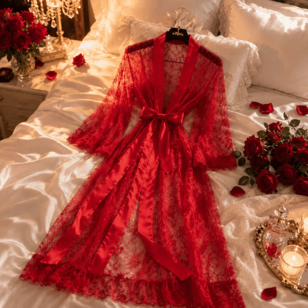 chemise de nuit rouge femme