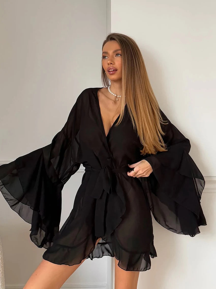 chemise de nuit femme courte manche longue