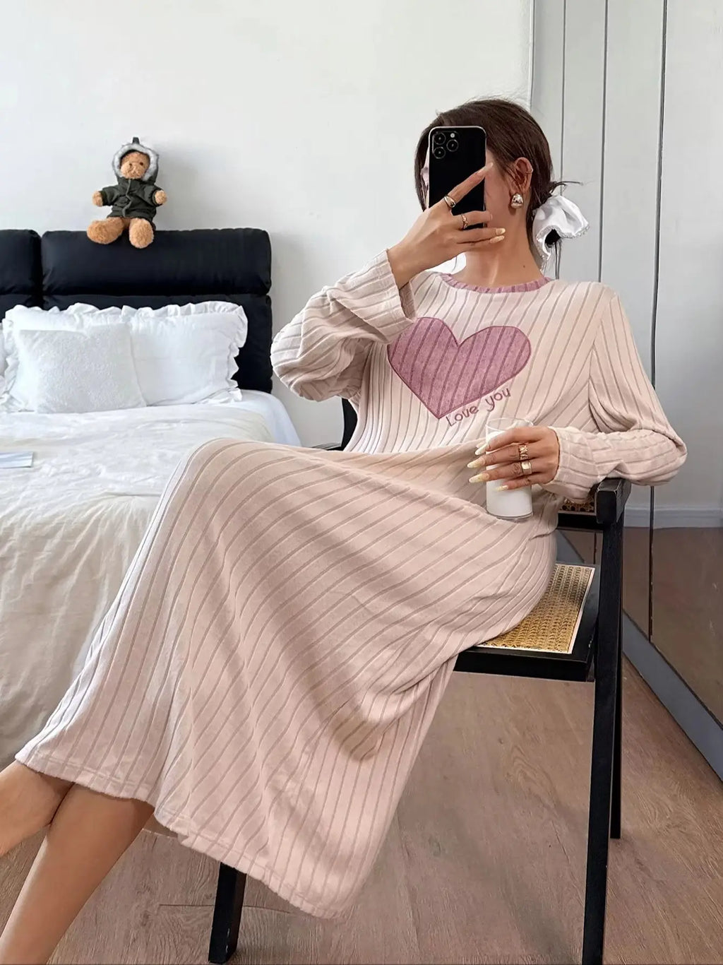 chemise de nuit longue chaude femme