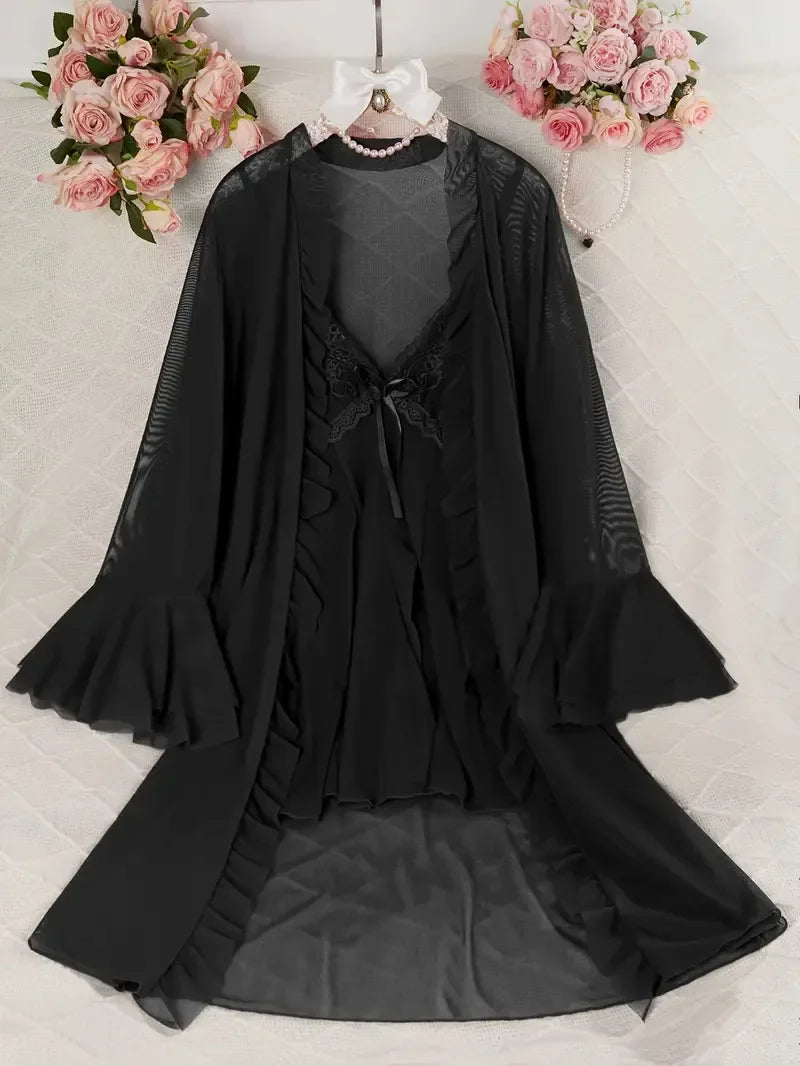 chemise de nuit femme transparente court rouge