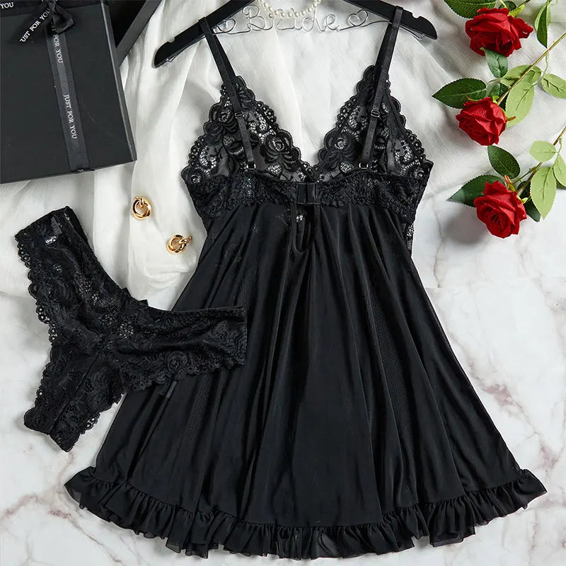 string dentelle sous vetement chemise de nuit femme