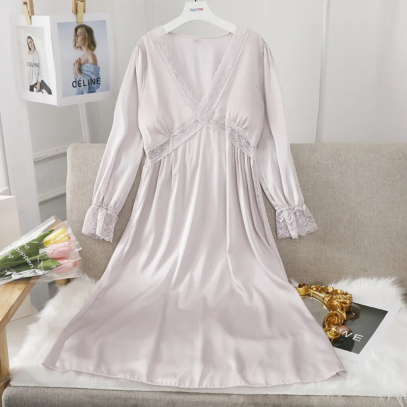 chemise de nuit longue satin femme