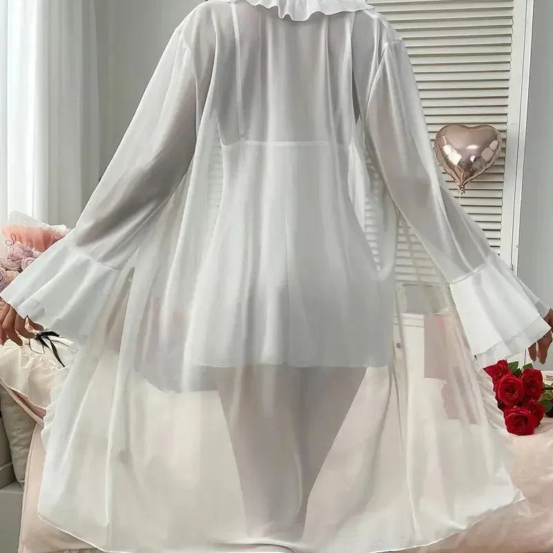 chemise de nuit femme transparente court rouge