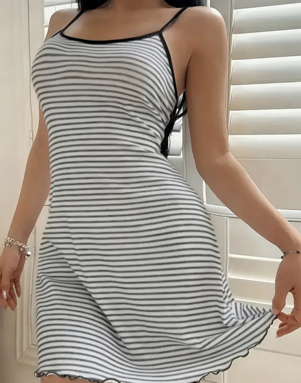 chemise de nuit femme rayée
