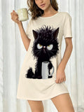 chemise de nuit femme motif chat