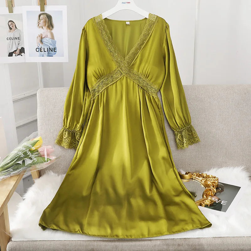 chemise de nuit longue satin femme