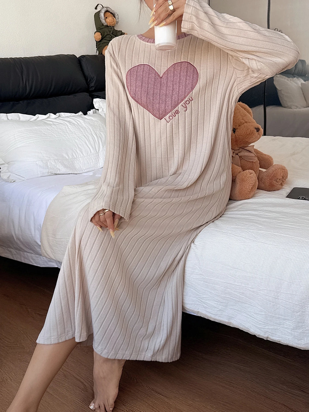 chemise de nuit longue chaude femme