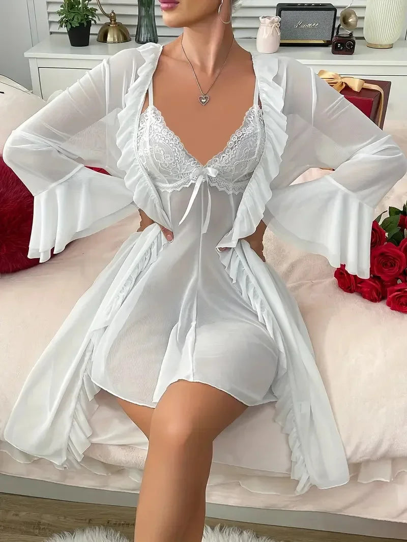 chemise de nuit femme transparente court rouge