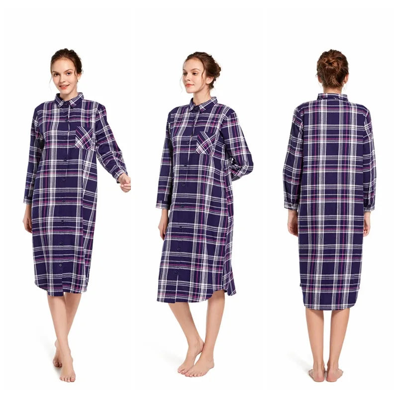 chemise de nuit a carreaux femme
