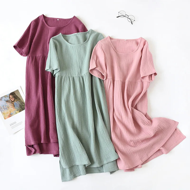 chemise de nuit femme coton manches courtes