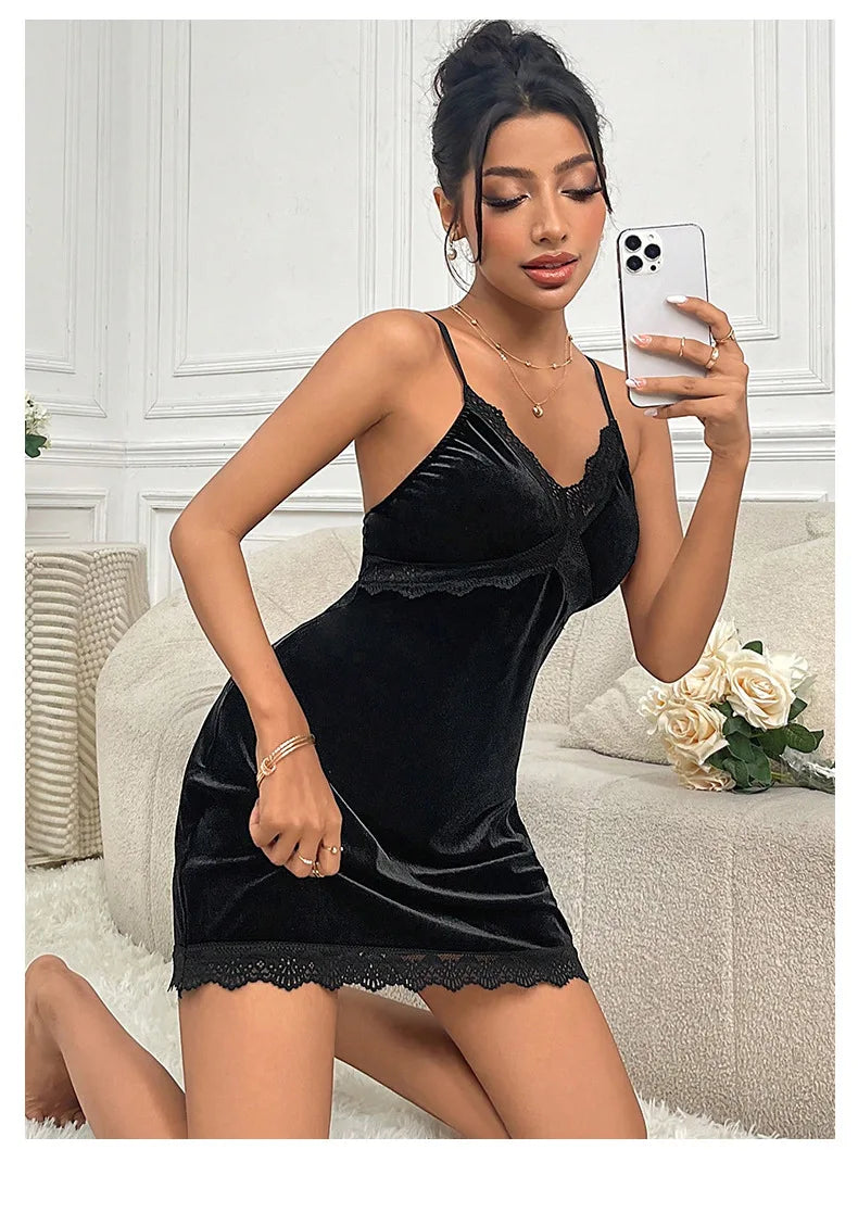 chemise de nuit femme velours