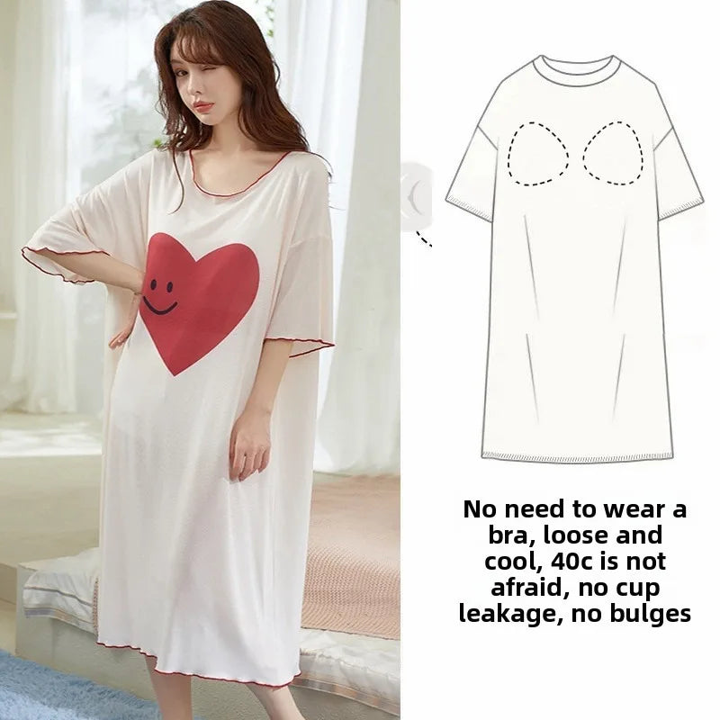 chemise de nuit coton femme manches courtes