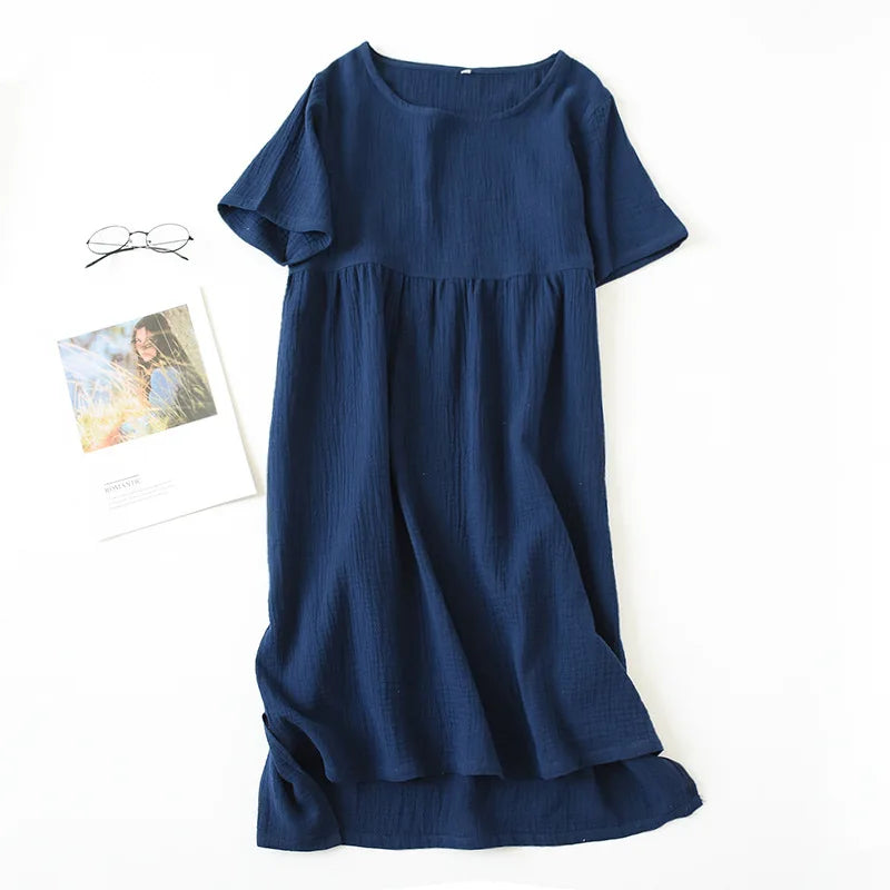 chemise de nuit femme coton manches courtes