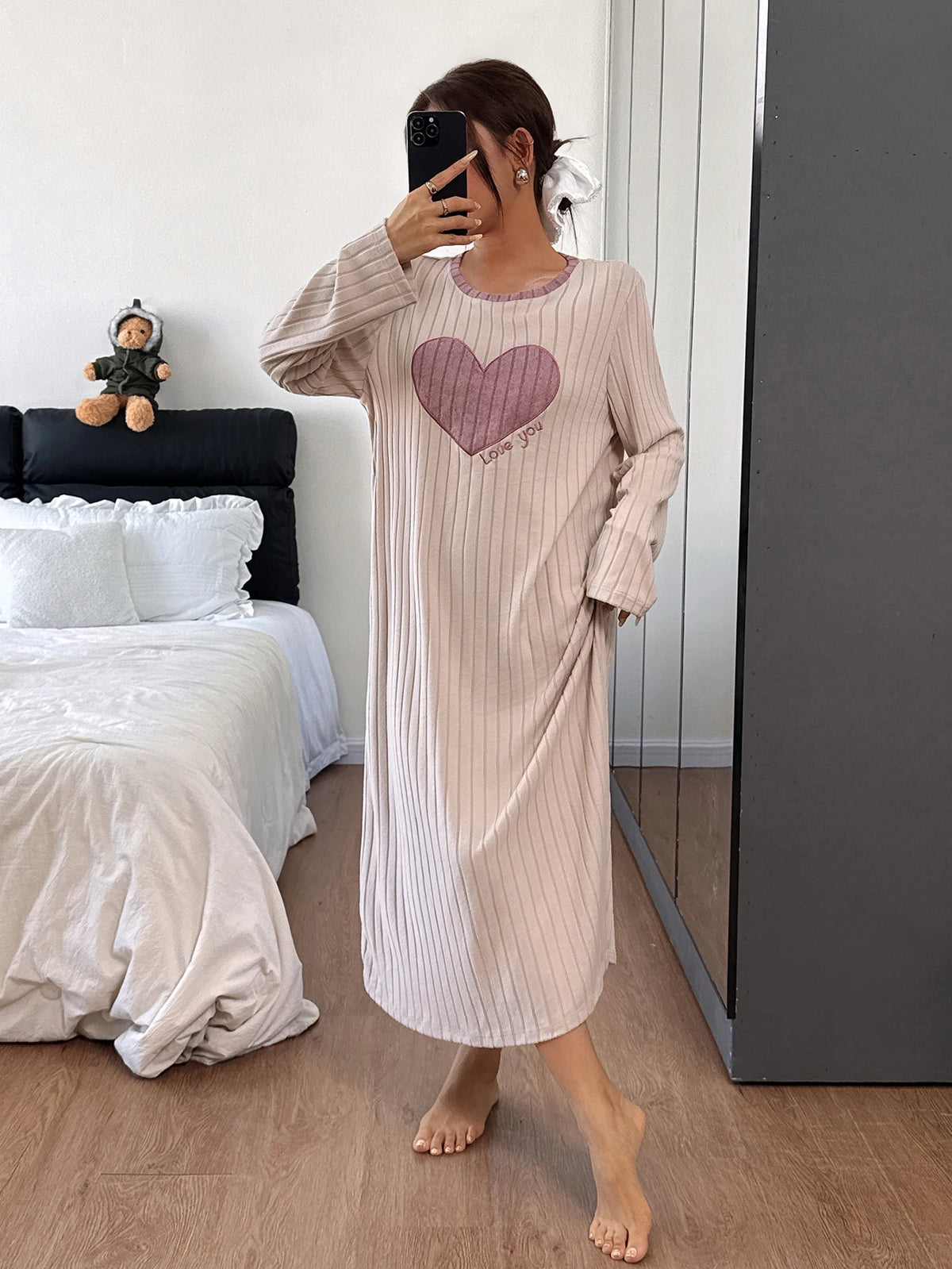 chemise de nuit longue chaude femme