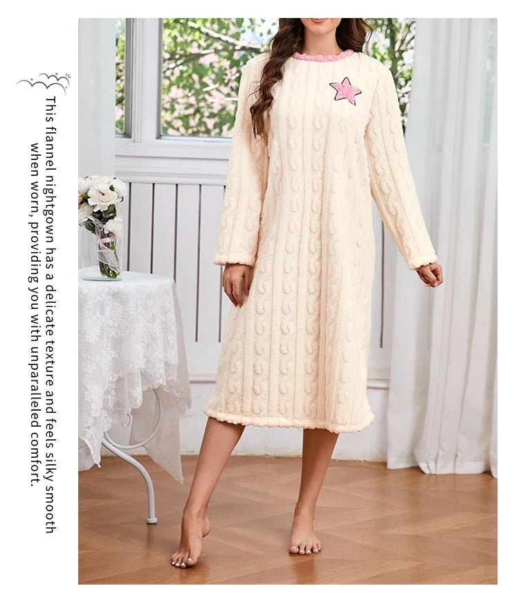 chemise de nuit femme chaude manche longue