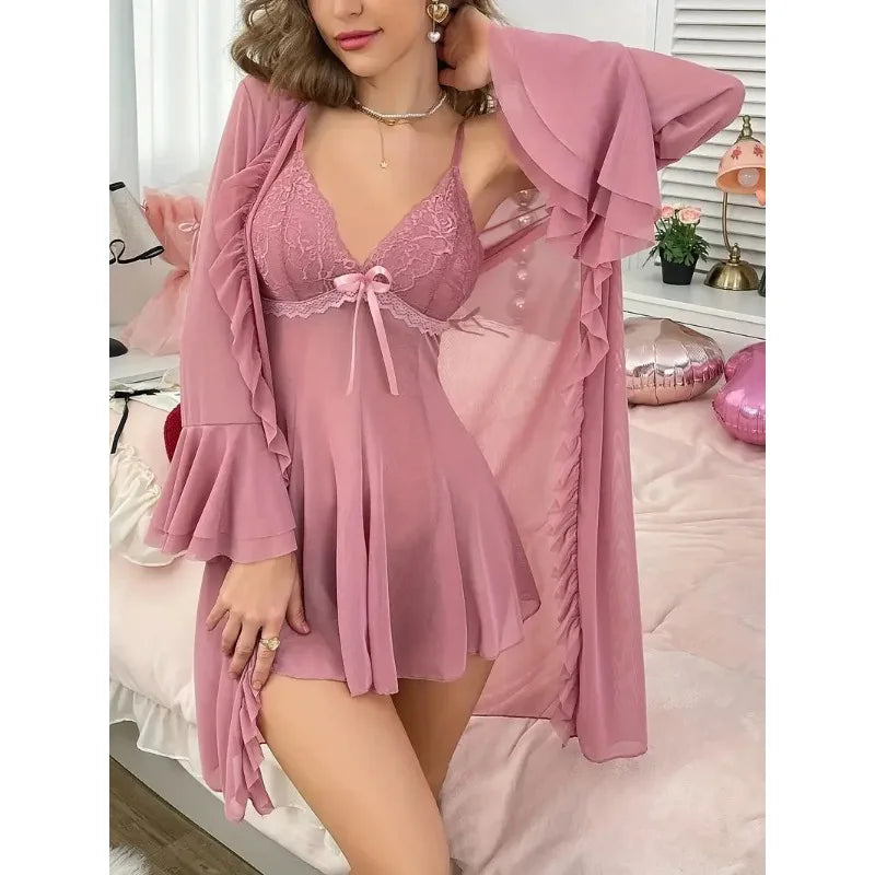 chemise de nuit femme transparente court rouge