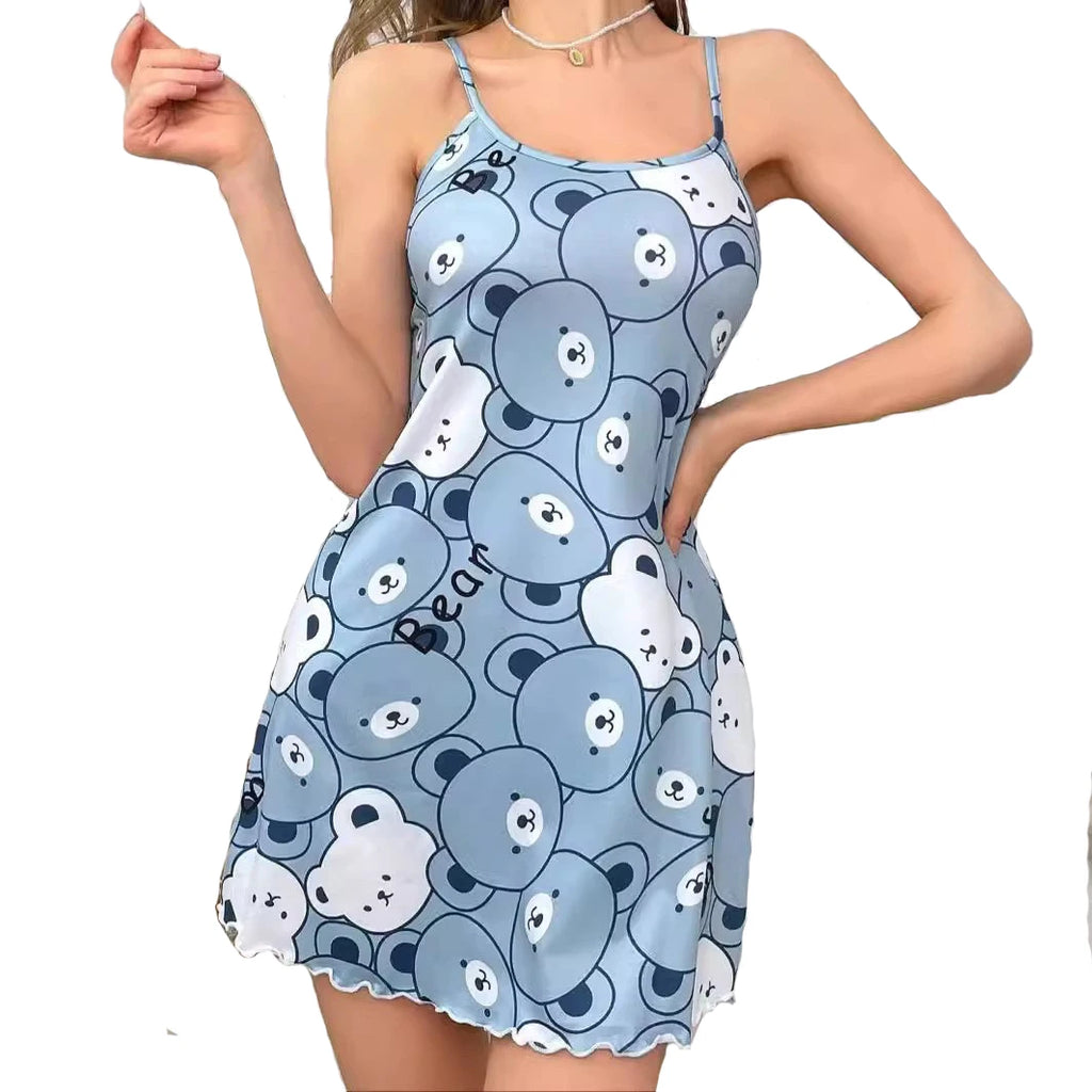 chemise de nuit femme bleu