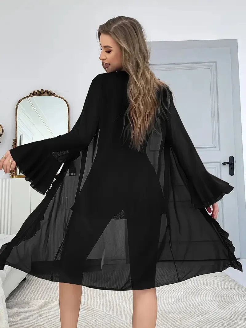 chemise de nuit femme transparente court rouge