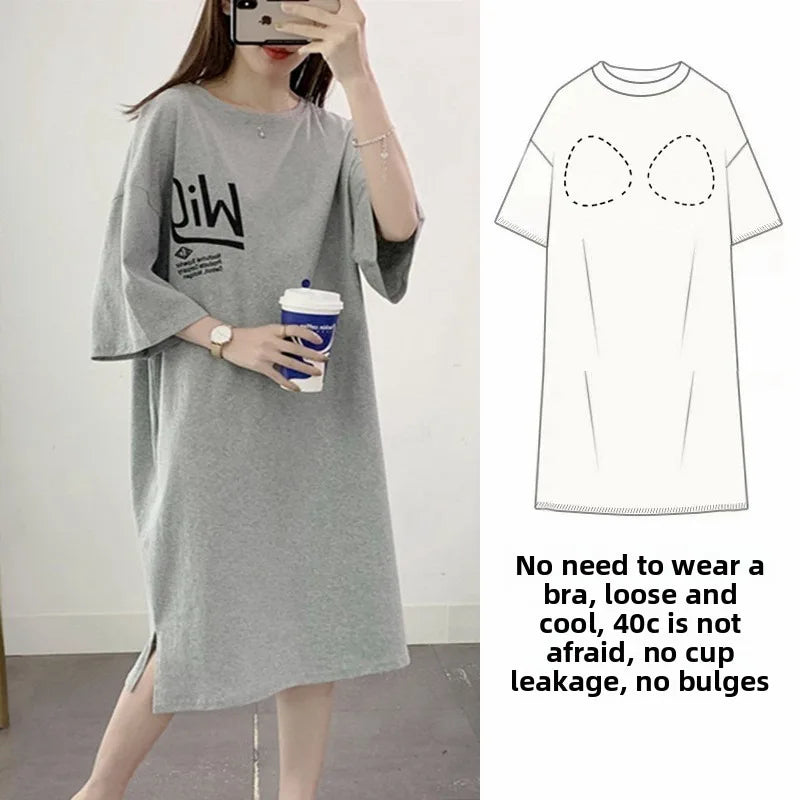 chemise de nuit coton femme manches courtes