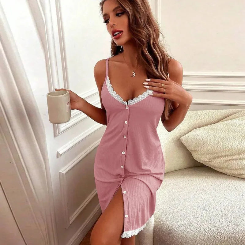 chemise de nuit femme boutonnée devant