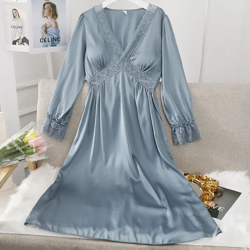 chemise de nuit longue satin femme