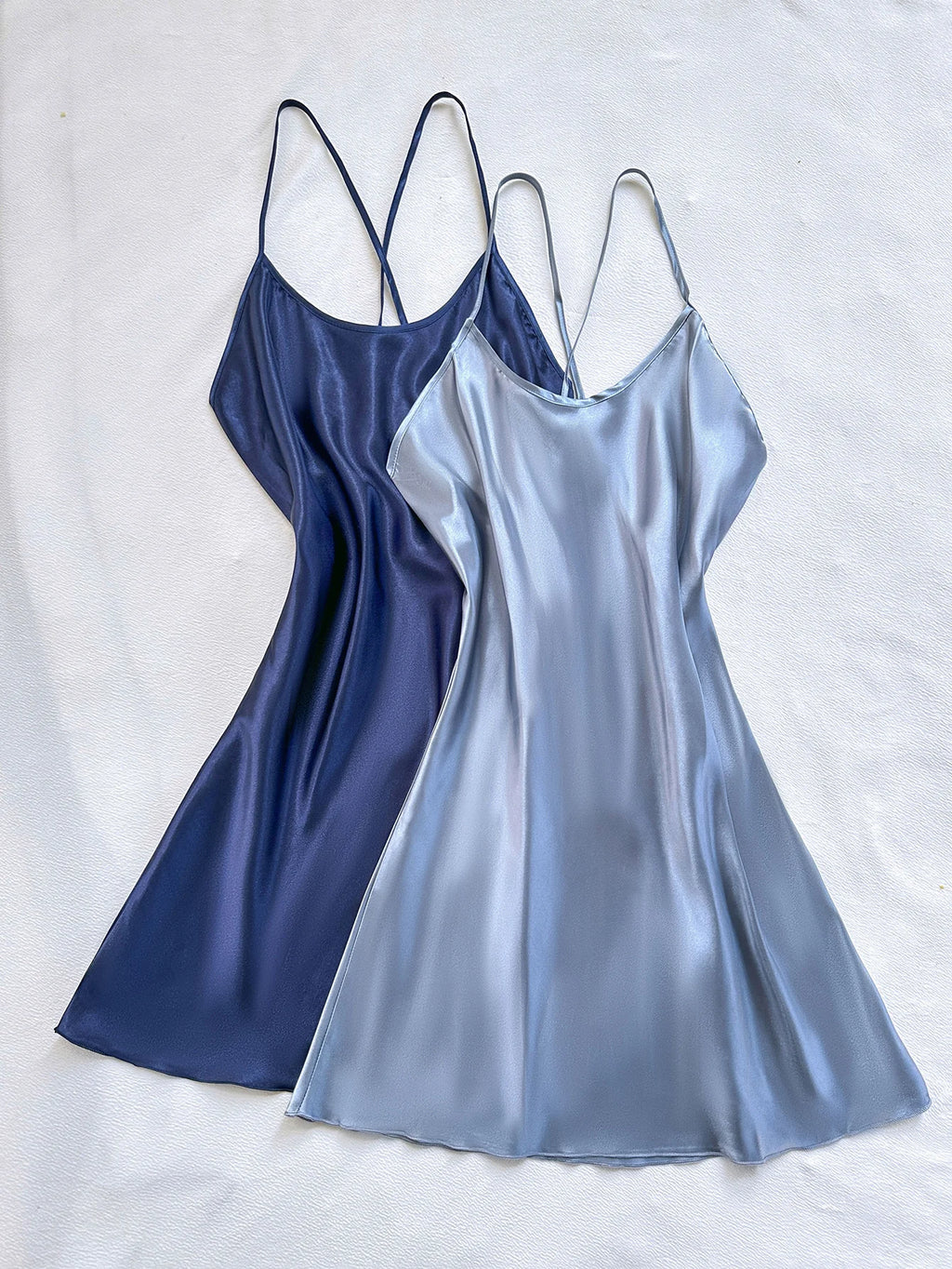 chemise de nuit femme satin bleu