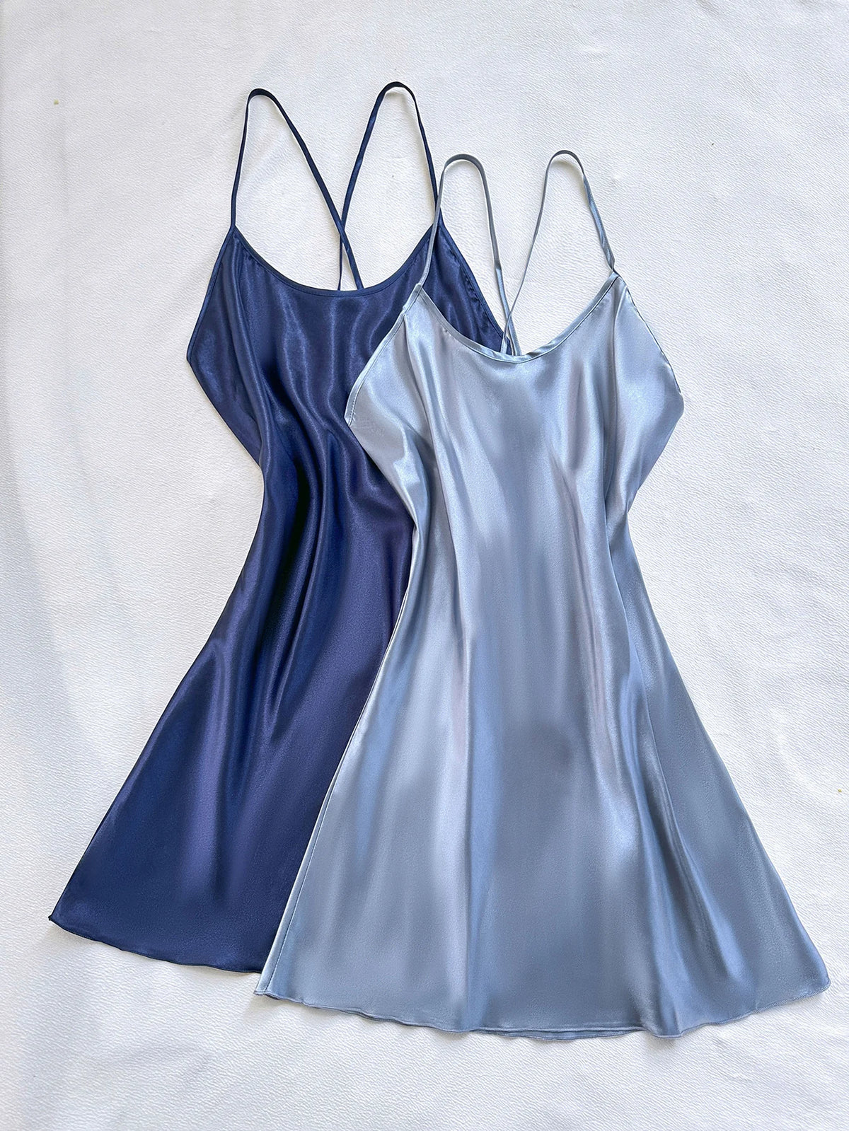 chemise de nuit femme satin bleu