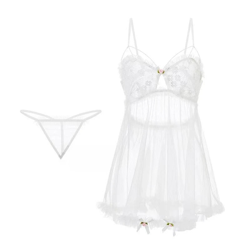 chemise de nuit femme transparente court